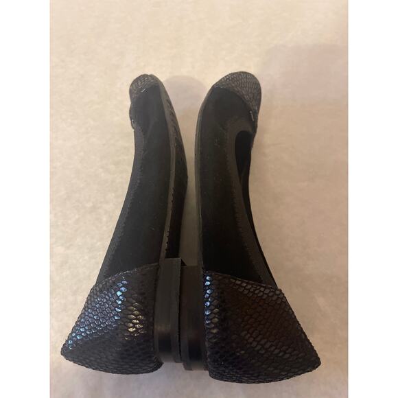 Ros Hommerson Rosita Black Leather with Snake print Ballet Flat Size 7.5 women - Picture 9 of 10